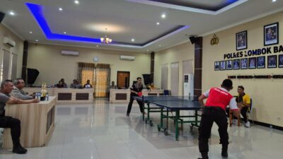 Semarak Final Tenis Meja Polres Lombok Barat HUT Bhayangkara ke-79